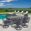 Streamdale Furniture Streamdale 7-piece Set Of All-weather Cast Aluminum Dining Furniture Set With Black Frame