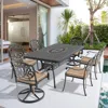 Streamdale Furniture Streamdale 7-piece Set Of All-weather Cast Aluminum Dining Furniture Set With Black Frame