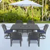 Streamdale Furniture Streamdale 7-piece Set Of All-weather Cast Aluminum Dining Furniture Set With Black Frame