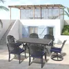 Streamdale Furniture Streamdale 7-piece Set Of All-weather Cast Aluminum Dining Furniture Set With Black Frame