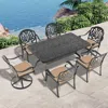 Streamdale Furniture Streamdale 7-piece Set Of All-weather Cast Aluminum Dining Furniture Set With Black Frame