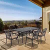 Streamdale Furniture Streamdale 7-piece Cast Aluminum Patio Set - Black Frame, Brown Cushions In Gray