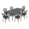 Streamdale Furniture Streamdale 7-piece Cast Aluminum Patio Set, Black Frame, Random Color Cushions