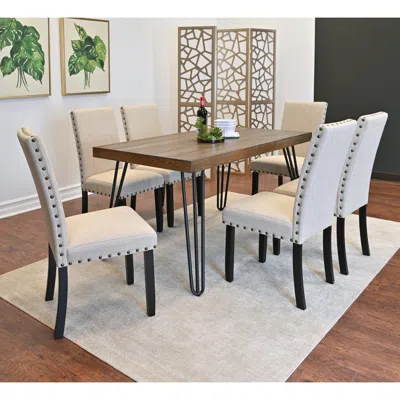Streamdale Furniture Streamdale 7-piece Dining Set, Hairpin Dining Table With 6 Chairs, 3 Color Options