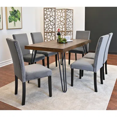 Streamdale Furniture Streamdale 7-piece Dining Set, Hairpin Dining Table With 6 Chairs, 3 Color Options