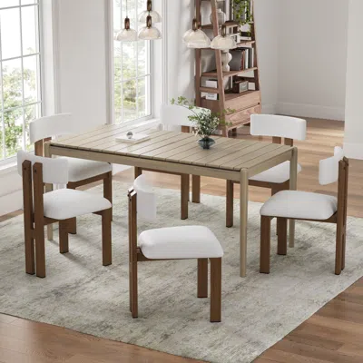Streamdale Furniture Streamdale 7-piece Dining Set: Table & 6 Upholstered Chairs (white)