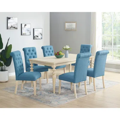 Streamdale Furniture Streamdale 7-piece Dining Set, Turned-leg Dining Table With 6 Tufted Chairs