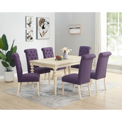 Streamdale Furniture Streamdale 7-piece Dining Set, Turned-leg Dining Table With 6 Tufted Chairs