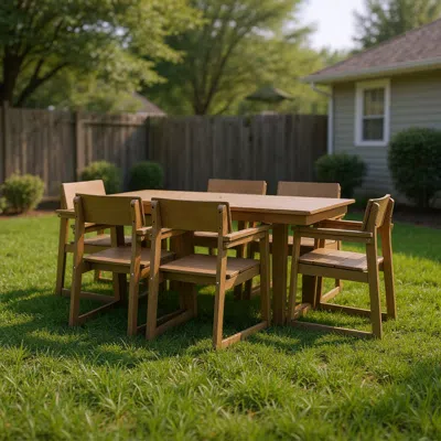 Streamdale Furniture Streamdale 7-piece Hdpe Outdoor Dining Set - Weather-resistant Patio Table & 6 Armrest Chairs