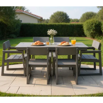 Streamdale Furniture Streamdale 7-piece Hdpe Outdoor Dining Set - Weather-resistant Patio Table & Chairs (grey)