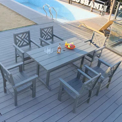 Streamdale Furniture Streamdale 7-piece Outdoor Dining Set With Table & Umbrella Hole (grey)