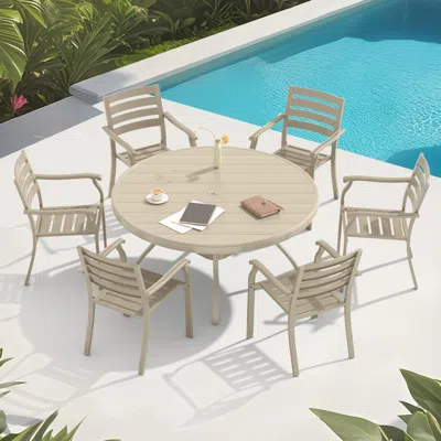 Streamdale Furniture Streamdale 7-piece Outdoor Patio Dining Set With Round Metal Table