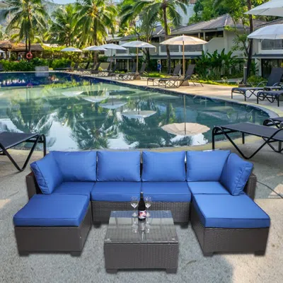 Streamdale Furniture Streamdale 7-piece Rattan Wicker Sofa And Coffee Table Set