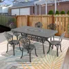 Streamdale Furniture Streamdale 7-piece Set Of All-weather Cast Aluminum Dining Furniture Set With Black Frame