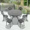 Streamdale Furniture Streamdale 7-piece Set Of All-weather Cast Aluminum Dining Furniture Set With Black Frame
