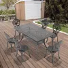 Streamdale Furniture Streamdale 7-piece Set Of All-weather Cast Aluminum Dining Furniture Set With Black Frame