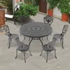 Streamdale Furniture Streamdale 7-piece Set Of All-weather Cast Aluminum Dining Furniture Set With Black Frame