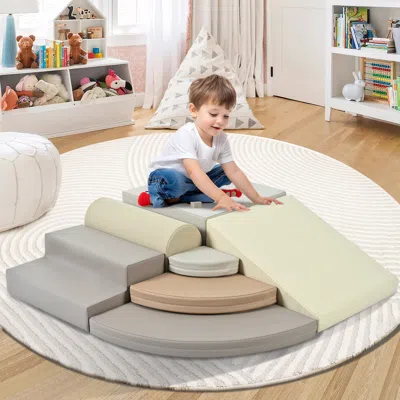 Streamdale Furniture Streamdale 7-piece Soft Foam Climbing Blocks For Toddlers In Neutral