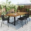 Streamdale Furniture Streamdale 7 Pieces Outdoor Modern Dining Set With Stackable Chair,black +teak