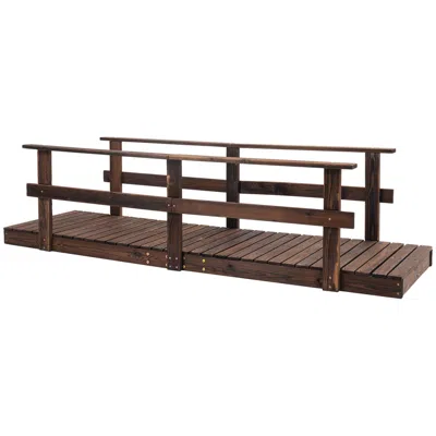 Streamdale Furniture Streamdale 7' Wooden Garden Bridge With Safety Rails In Brown