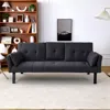 Streamdale Furniture Streamdale 70" Cotton Linen Sofa Bed: Foldable, Cup Holder, Side Storage In Black