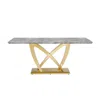 Streamdale Furniture Streamdale 70" Faux Marble Dining Table, Mirrored Base (gold/gray)