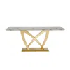 Streamdale Furniture Streamdale 70" Faux Marble Dining Table, Mirrored Base (gold/white)
