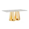 Streamdale Furniture Streamdale 70" Faux Marble Dining Table, Mirrored Base (gold/white)