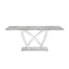 Streamdale Furniture Streamdale 70" Faux Marble Dining Table, Mirrored Base (silver/grey) In Gray