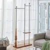 Streamdale Furniture Streamdale 70" Industrial Coat Rack - Wood & Steel, Double Layer Hanger In Brown