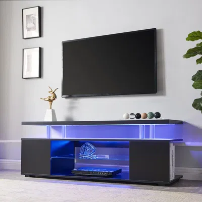 Streamdale Furniture Streamdale 70" Tv Stand With Sliding Drawer & Side Cabinet (black)