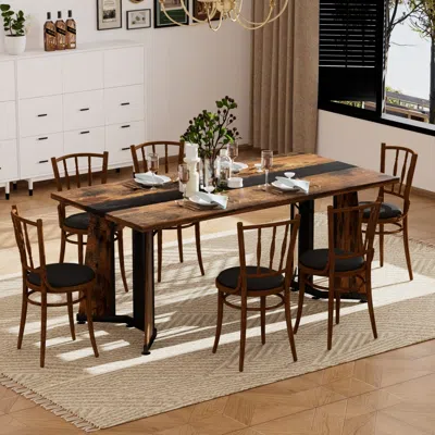 Streamdale Furniture Streamdale 70.9" Rectangular Dining Table - Seats 8, Rustic Brown