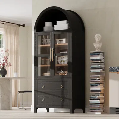 Streamdale Furniture Streamdale 71" Arched Kitchen Pantry Cabinet - Black