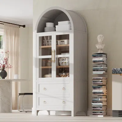 Streamdale Furniture Streamdale 71" Arched Kitchen Pantry Cabinet - White