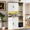 Streamdale Furniture Streamdale 71" Farmhouse Kitchen Pantry Sideboard W/ Hutch & Charging Station