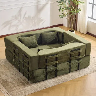 Streamdale Furniture Streamdale 71" Folding Sofa Bed - Plush, High-density Foam, Green