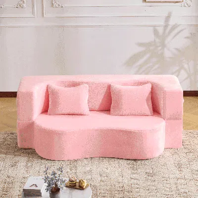 Streamdale Furniture Streamdale 71" Folding Sofa Bed, Chenille Futon, Convertible, Pink