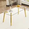 Streamdale Furniture Streamdale 71" Glass Dining Table - Gold Legs, Minimalist Style