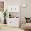 Streamdale Furniture Streamdale 71" Kitchen Pantry Storage Cabinet With Microwave Oven Countertop