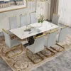 Streamdale Furniture Streamdale 71" Pandora Glass Table With 8 Pu Chairs
