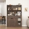 Streamdale Furniture Streamdale 71" Tall Kitchen Cabinet With Reeded Glass Doors And Microwave Stand