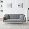 Streamdale Furniture Streamdale 71.7 - Inch Grey Teddy Fleece Sofa Bed With Two Included Throw Pillows