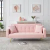 Streamdale Furniture Streamdale 71.7 - Inch Pink Teddy Fleece Sofa Bed With Two Complimentary Throw Pillows