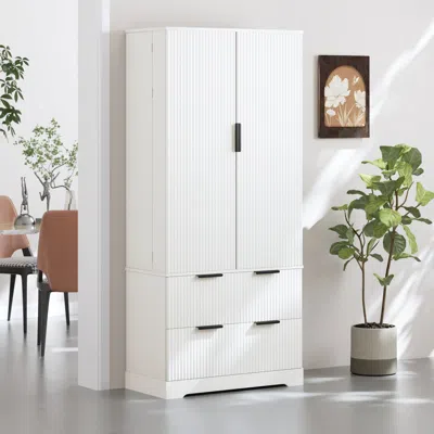 Streamdale Furniture Streamdale 72" Fluted Pantry Cabinet W/ Drawers & Spice Rack - White