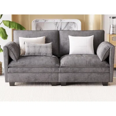 Streamdale Furniture Streamdale 74" Loveseat Sofa - Mid Century Modern Couch For Small Spaces In Gray
