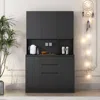Streamdale Furniture Streamdale 74" Modern Freestanding Kitchen Buffet With Hutch And Charging Ports