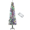 Streamdale Furniture Streamdale 7.5 Ft Pre-lit Pencil Christmas Tree With 220 Dual Color Led Lights Flocked