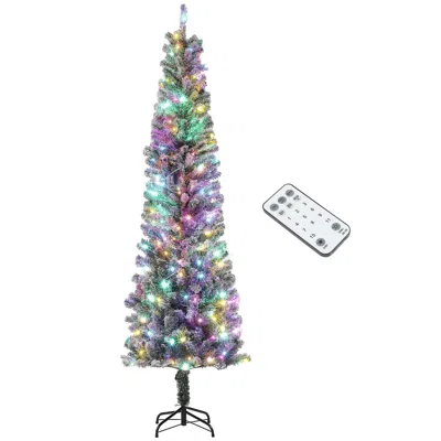 Streamdale Furniture Streamdale 7.5 Ft Pre-lit Pencil Christmas Tree With 220 Dual Color Led Lights Flocked