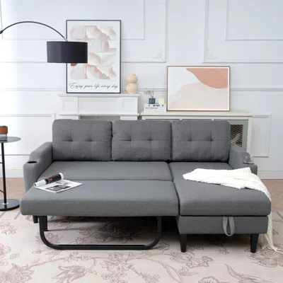 Streamdale Furniture Streamdale 75'' Modern Fabric Sofa With Built-in Storage And Comfortable Pp Cotton Cushions