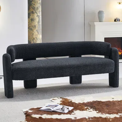 Streamdale Furniture Streamdale 75.59" Wide Boucle Upholstery Modern Sofa For Living Room Dark Grey
